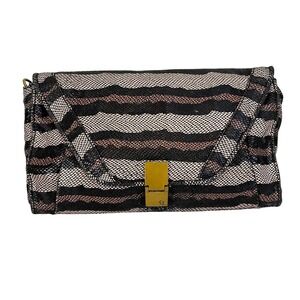 Elliott Lucca Womens Reptile Emboss Leather Flap Over Magnetic Rectangular Purse
